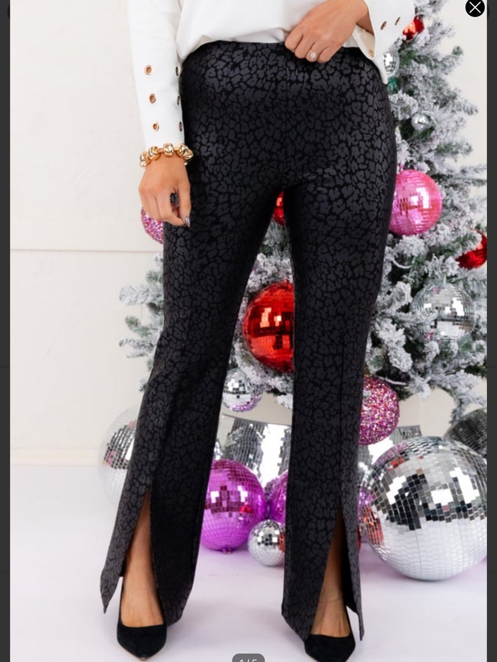 Insight High-Waist Black Jacquard Split-Hem Pants